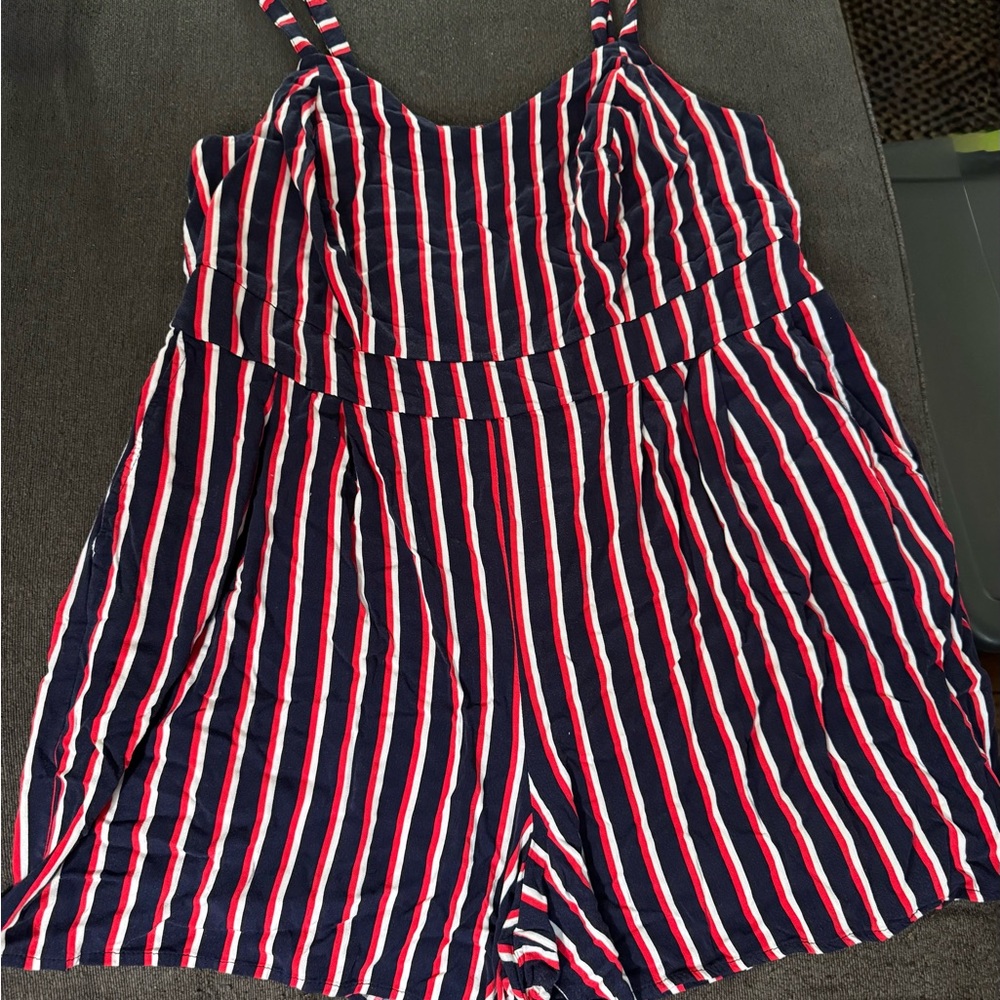 Torrid Navy and Red Striped Women's Jumpsuit